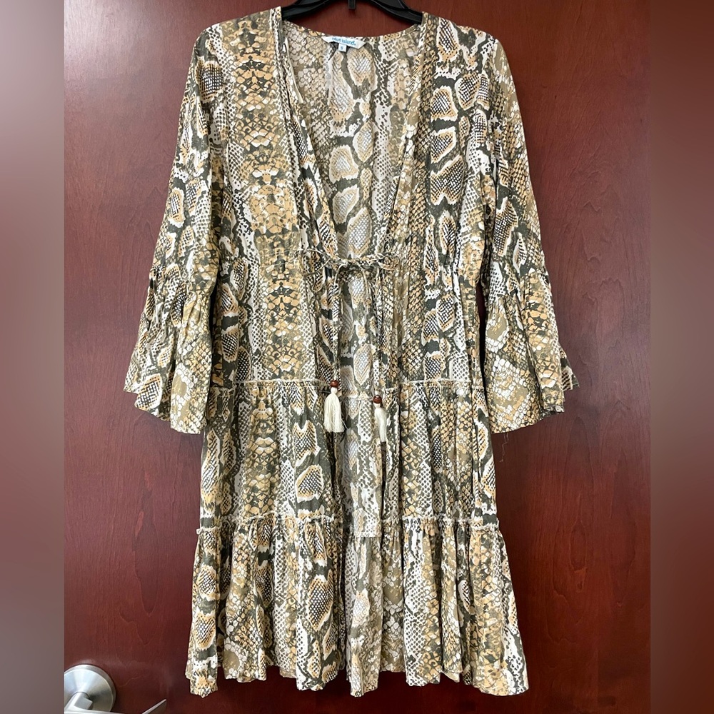 Blue Island Snake Print Swim Coverup Size Small